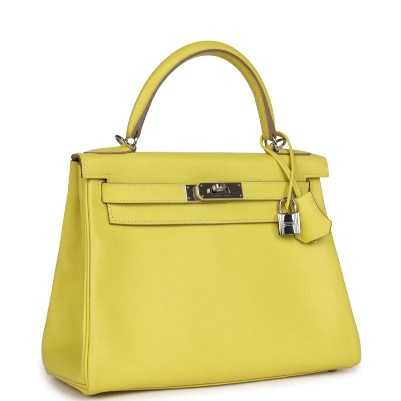 Hermes Kelly Retourne 28 Lime Evercolor Palladium Hardware - Image 2