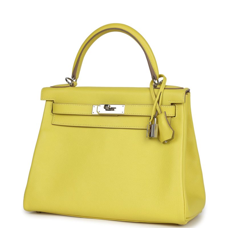 Hermes Kelly Retourne 28 Lime Evercolor Palladium Hardware - Image 3