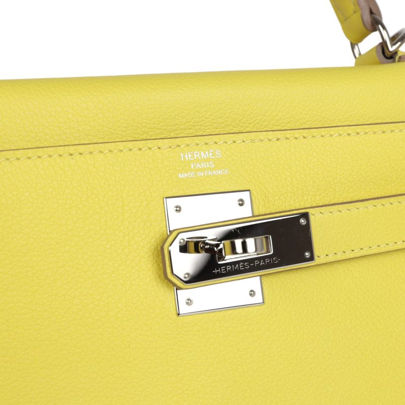 Hermes Kelly Retourne 28 Lime Evercolor Palladium Hardware - Image 7
