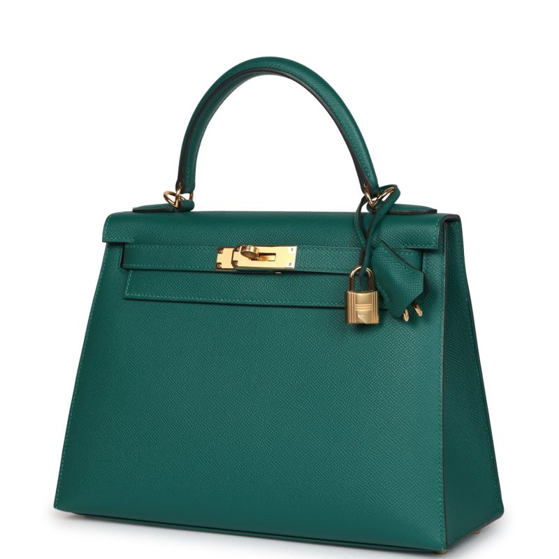Hermes Kelly Sellier 28 Malachite Epsom Gold Hardware - Image 3