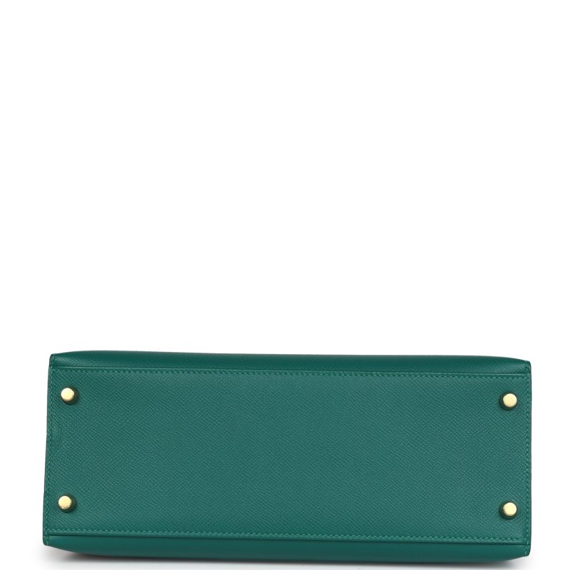 Hermes Kelly Sellier 28 Malachite Epsom Gold Hardware - Image 6