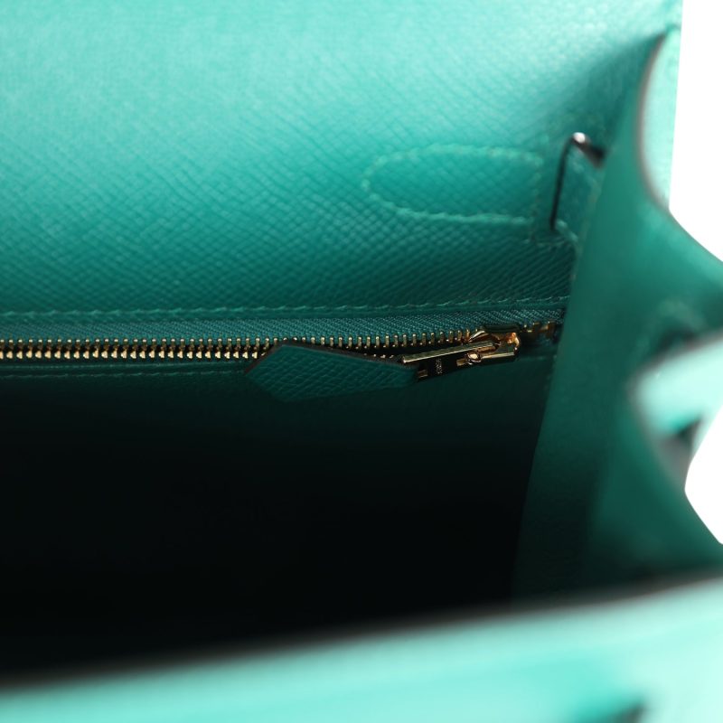 Hermes Kelly Sellier 28 Malachite Epsom Gold Hardware - Image 9