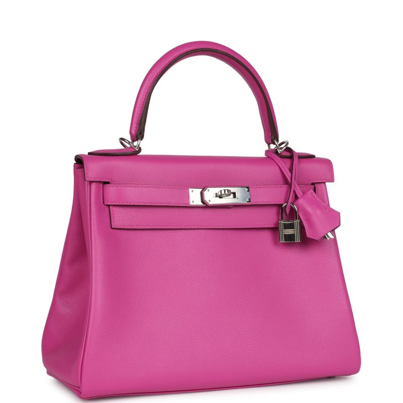 Hermes Kelly Retourne 28 Magnolia Evercolor Palladium Hardware - Image 2
