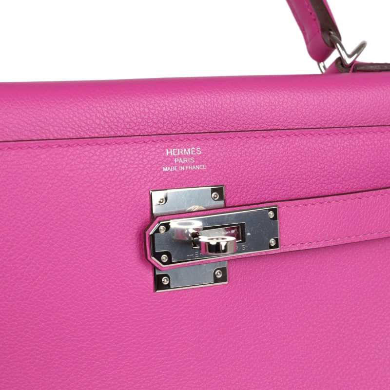 Hermes Kelly Retourne 28 Magnolia Evercolor Palladium Hardware - Image 7