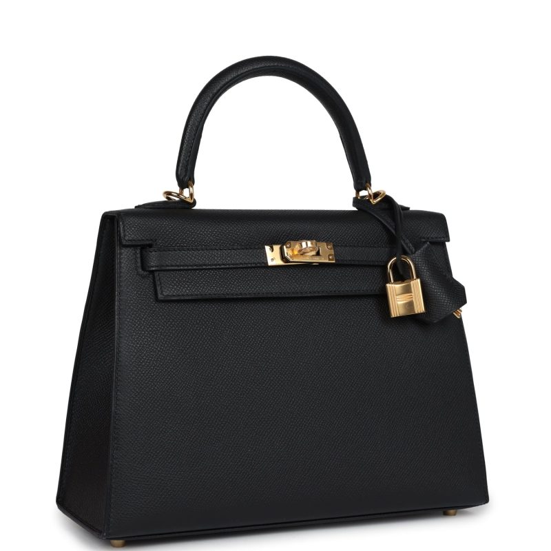 Hermes Kelly Sellier 25 Black Epsom Gold Hardware - Image 2