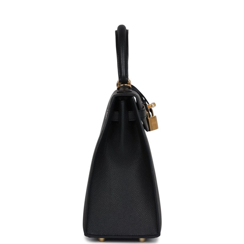 Hermes Kelly Sellier 25 Black Epsom Gold Hardware - Image 4