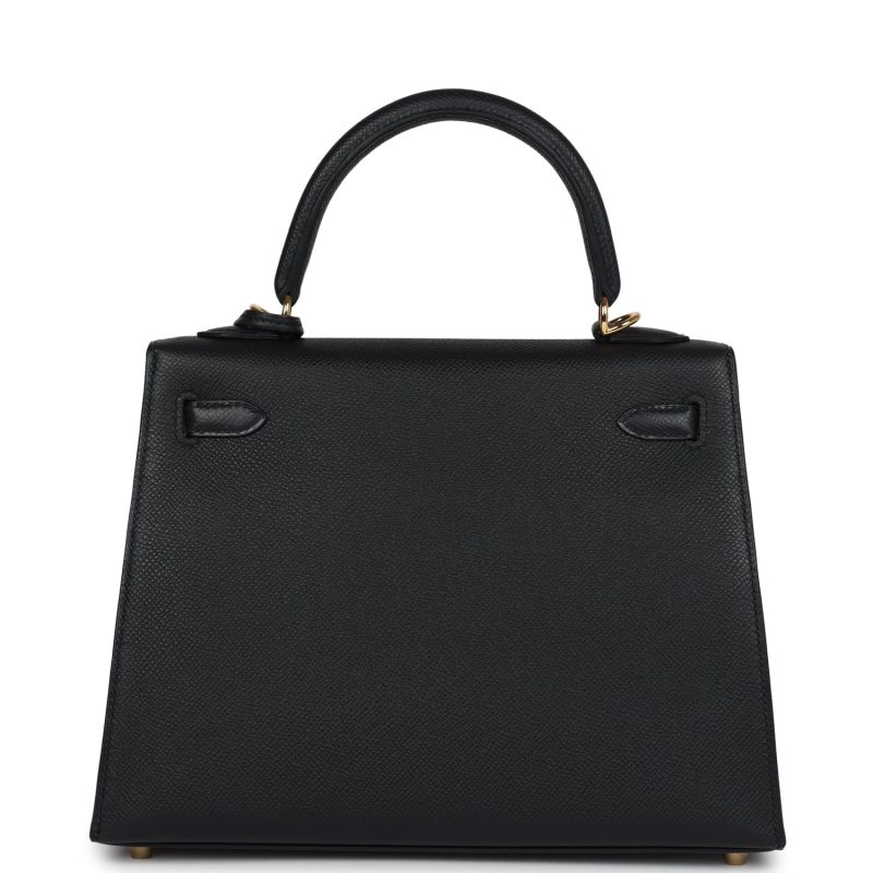 Hermes Kelly Sellier 25 Black Epsom Gold Hardware - Image 5