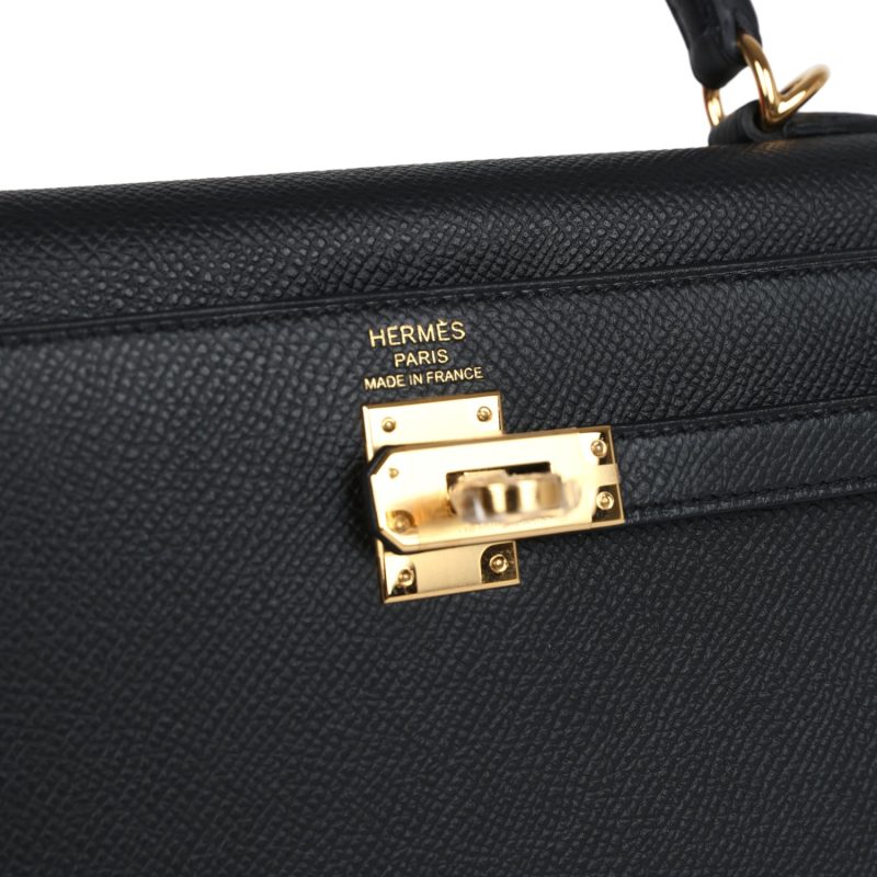 Hermes Kelly Sellier 25 Black Epsom Gold Hardware - Image 7