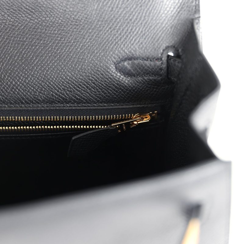 Hermes Kelly Sellier 25 Black Epsom Gold Hardware - Image 9