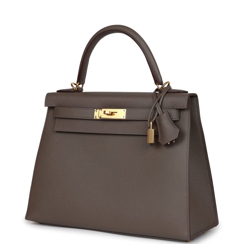 Hermes Kelly Sellier 28 Etain Epsom Gold Hardware - Image 3