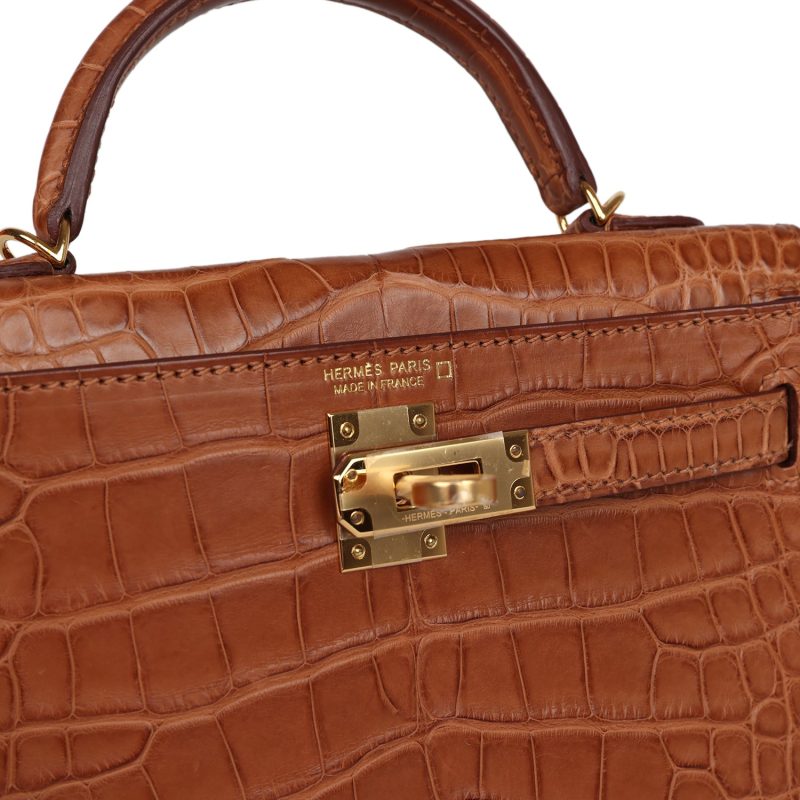 Hermes Kelly Sellier 20 Gold Matte Alligator Gold Hardware - Image 6