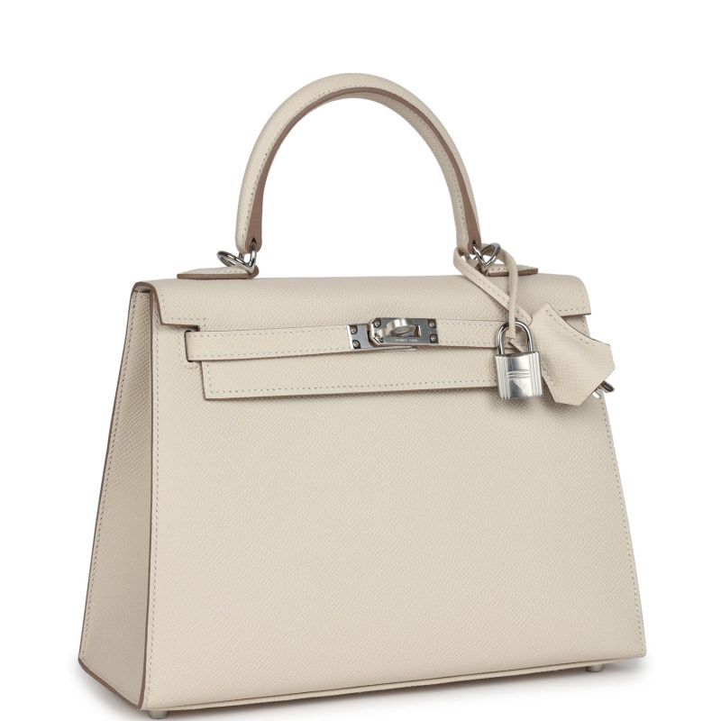 Hermes Kelly Sellier 25 Craie Epsom Palladium Hardware - Image 2