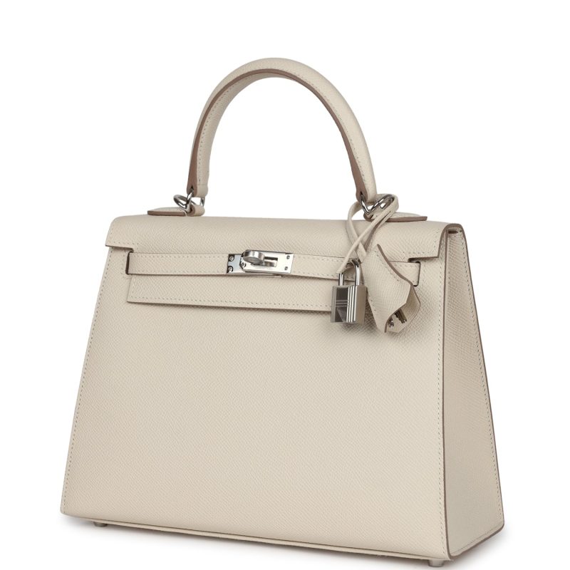 Hermes Kelly Sellier 25 Craie Epsom Palladium Hardware - Image 3