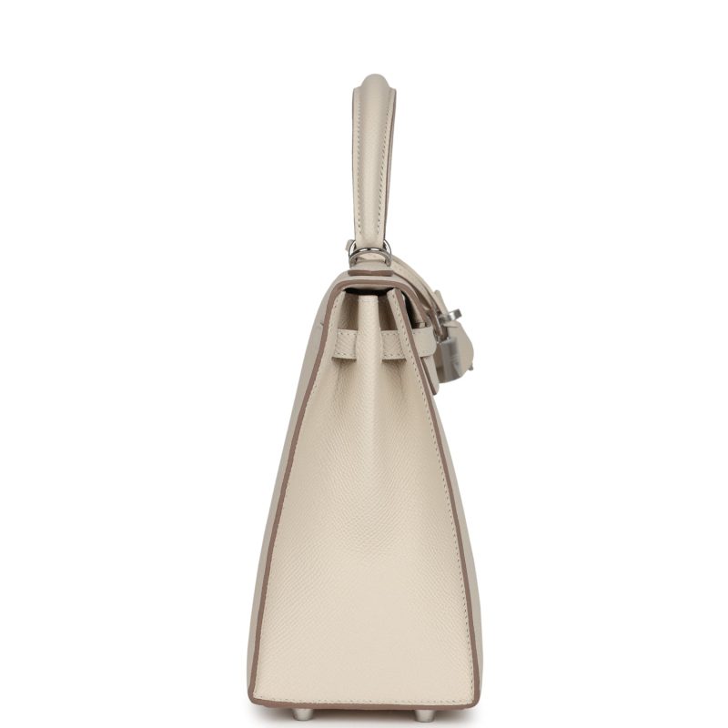 Hermes Kelly Sellier 25 Craie Epsom Palladium Hardware - Image 4