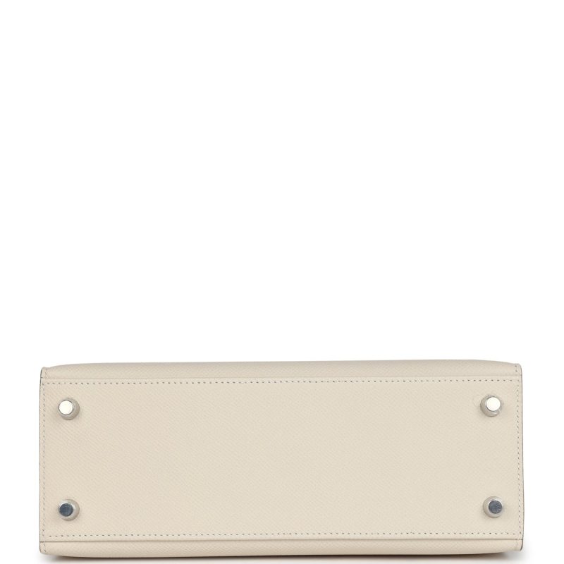 Hermes Kelly Sellier 25 Craie Epsom Palladium Hardware - Image 6