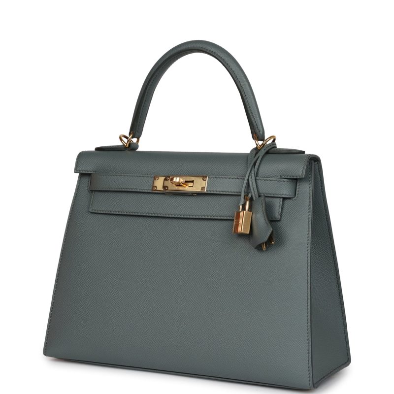 Hermes Kelly Sellier 28 Vert Amande Epsom Gold Hardware - Image 3