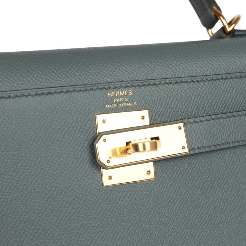Hermes Kelly Sellier 28 Vert Amande Epsom Gold Hardware - Image 7