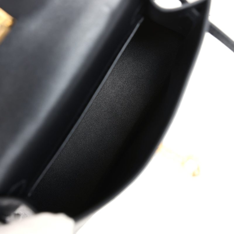 Hermes Kelly Sellier 20 Black Ostrich Gold Hardware - Image 8