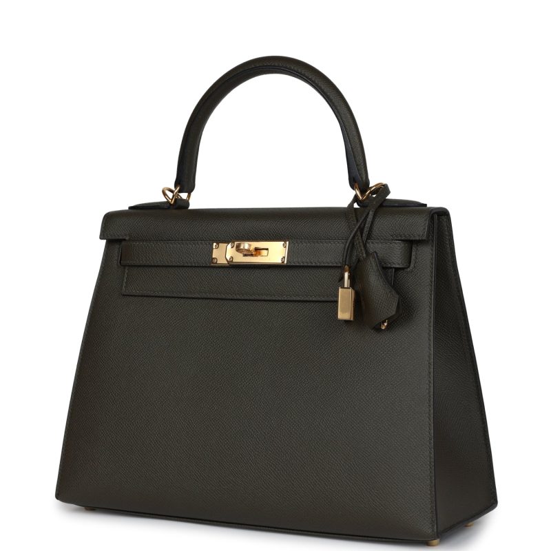 Hermes Kelly Sellier 28 Vert De Gris Epsom Gold Hardware - Image 3