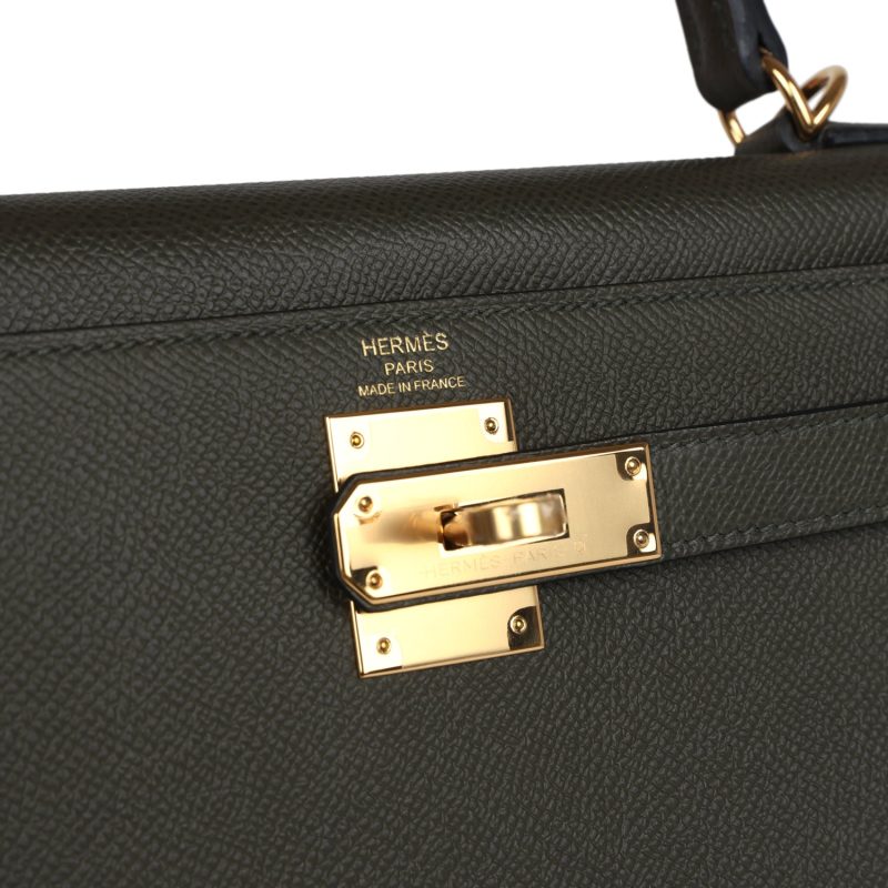 Hermes Kelly Sellier 28 Vert De Gris Epsom Gold Hardware - Image 7