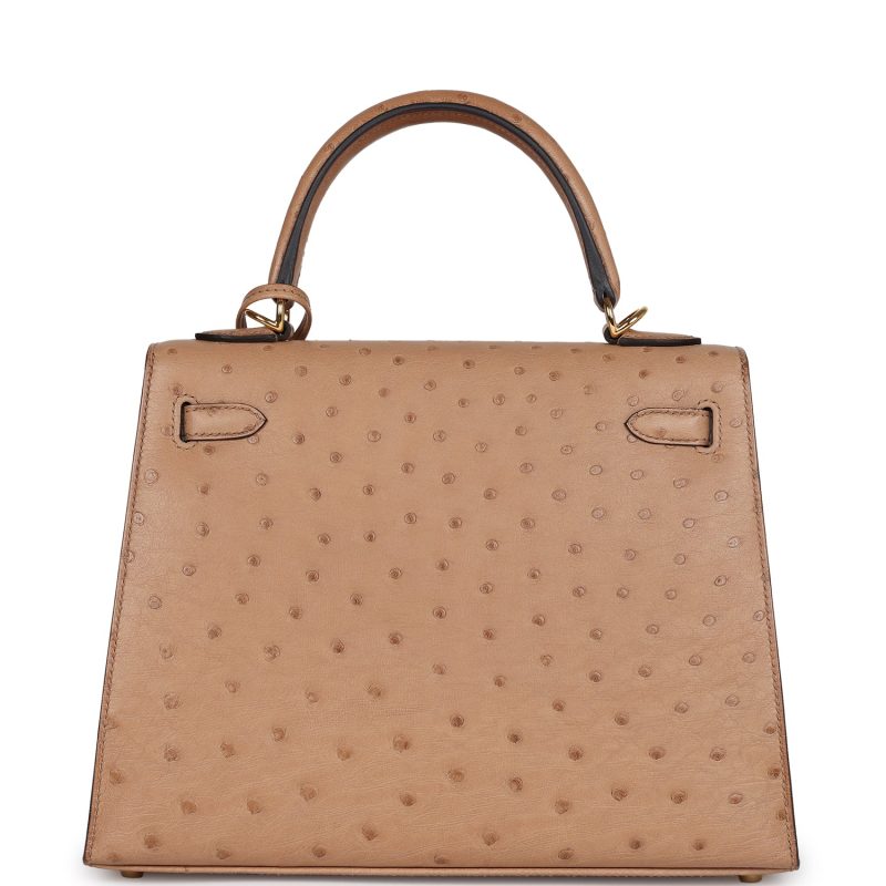 Hermes Kelly Sellier 25 Chai Ostrich Gold Hardware - Image 5