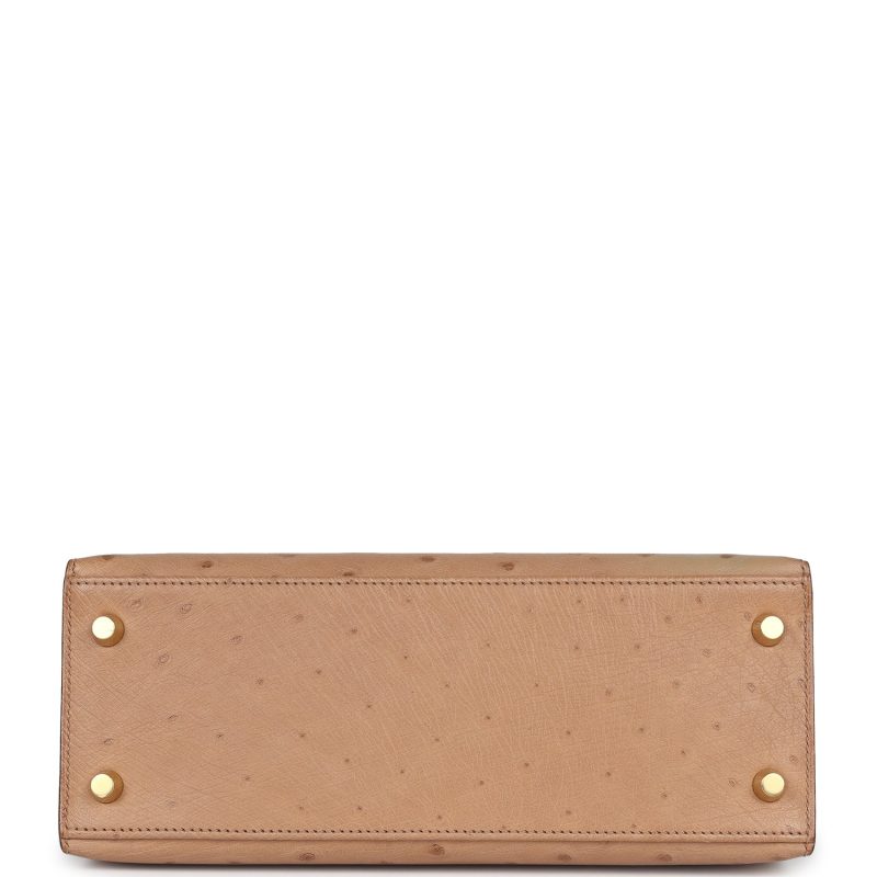 Hermes Kelly Sellier 25 Chai Ostrich Gold Hardware - Image 6