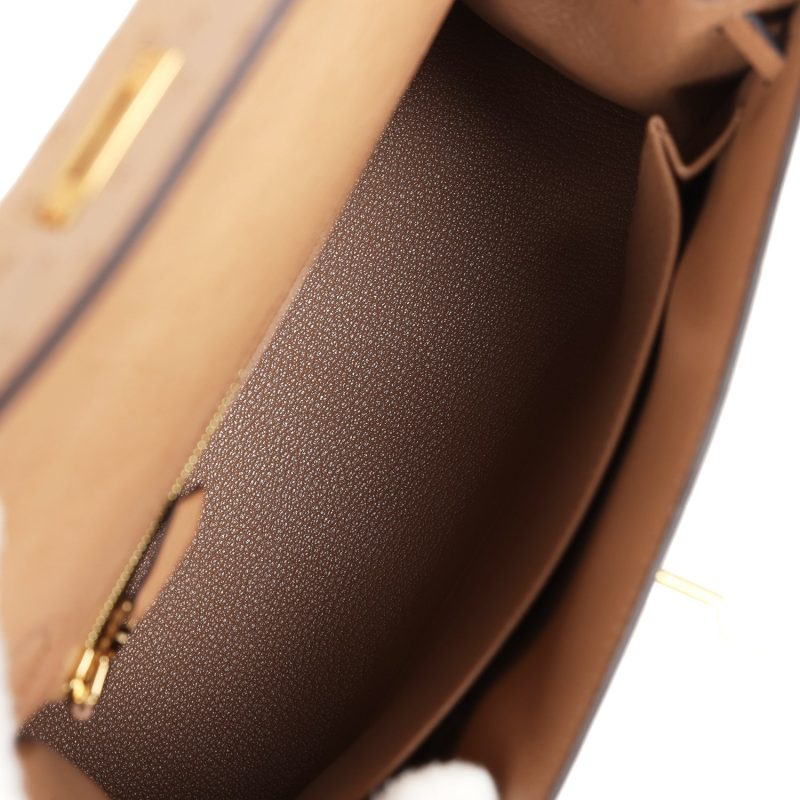 Hermes Kelly Sellier 25 Chai Ostrich Gold Hardware - Image 8