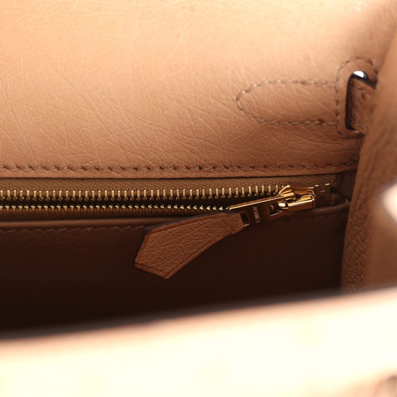Hermes Kelly Sellier 25 Chai Ostrich Gold Hardware - Image 9