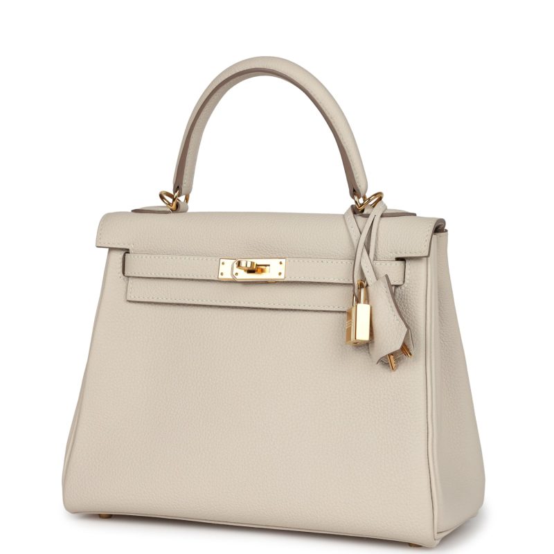 Hermes Kelly Retourne 25 Craie Togo Gold Hardware - Image 3