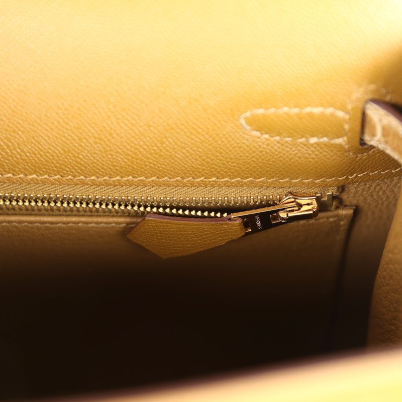Hermes Kelly Sellier 25 Bronze Dore Madame and Sable Shiny Niloticus Crocodile Touch Permabrass Hardware - Image 9