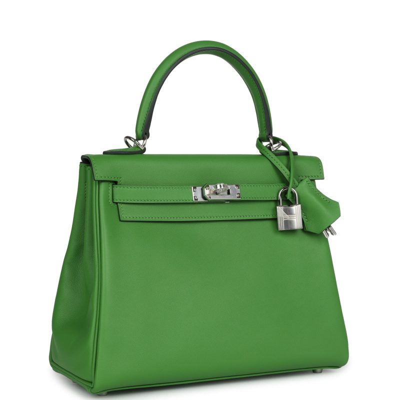 Hermes Kelly Retourne 25 Vert Yucca Swift Palladium Hardware - Image 2