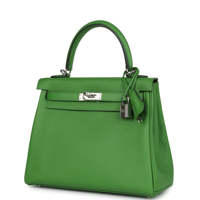 Hermes Kelly Retourne 25 Vert Yucca Swift Palladium Hardware - Image 3