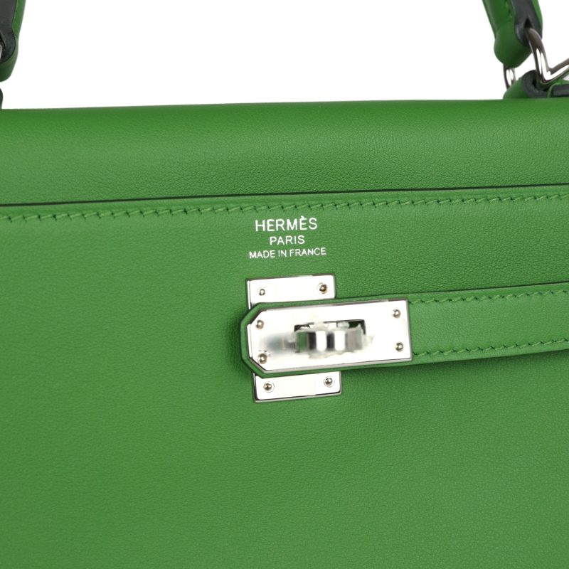 Hermes Kelly Retourne 25 Vert Yucca Swift Palladium Hardware - Image 7