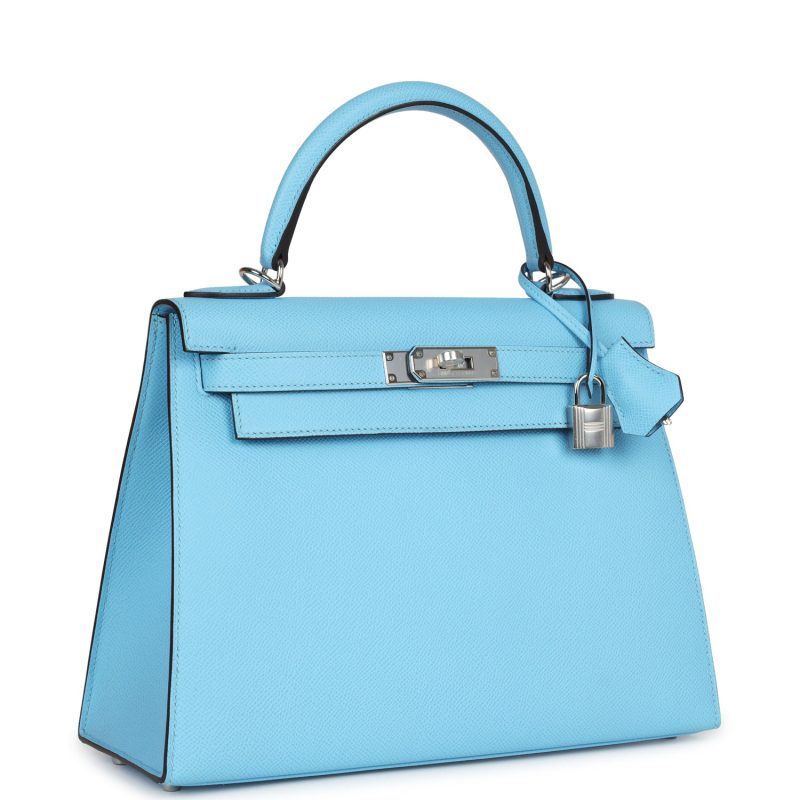 Hermes Kelly Sellier 28 Bleu Celeste Epsom Palladium Hardware - Image 3
