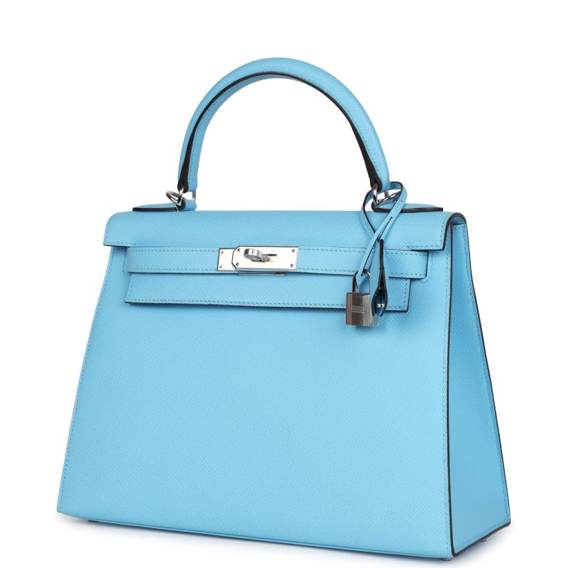 Hermes Kelly Sellier 28 Bleu Celeste Epsom Palladium Hardware - Image 4