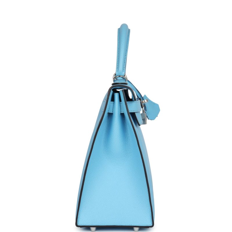 Hermes Kelly Sellier 28 Bleu Celeste Epsom Palladium Hardware - Image 5