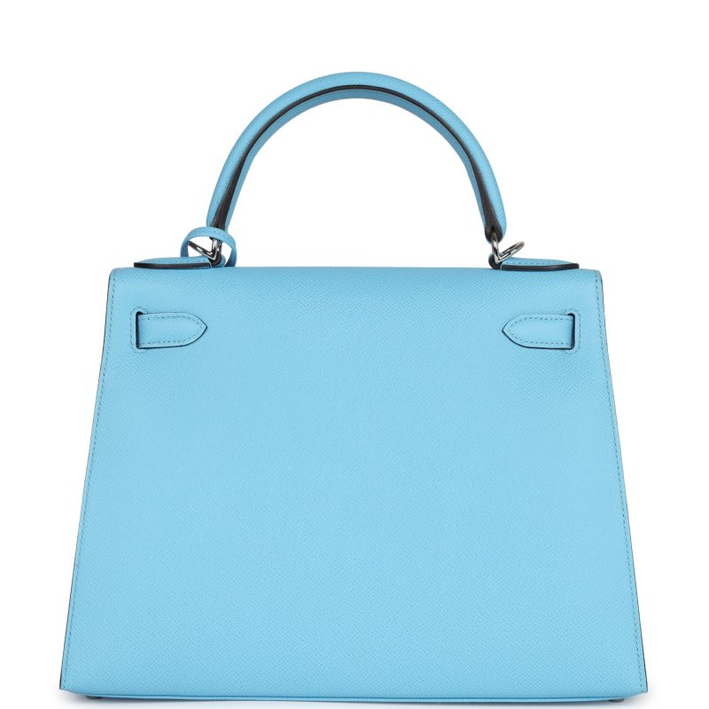 Hermes Kelly Sellier 28 Bleu Celeste Epsom Palladium Hardware - Image 6