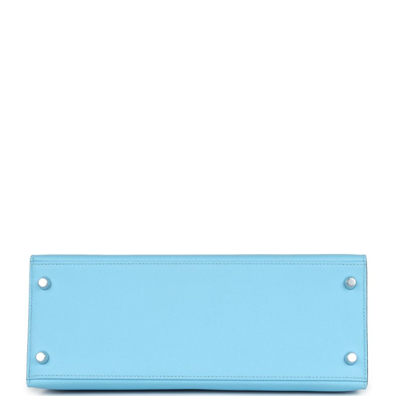 Hermes Kelly Sellier 28 Bleu Celeste Epsom Palladium Hardware - Image 7