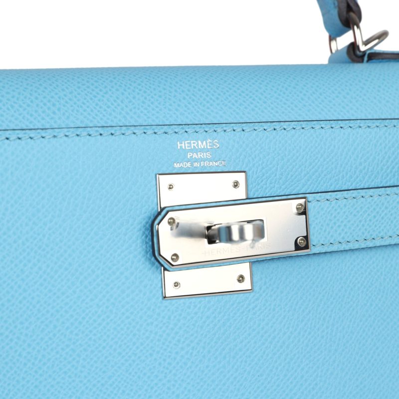 Hermes Kelly Sellier 28 Bleu Celeste Epsom Palladium Hardware - Image 8