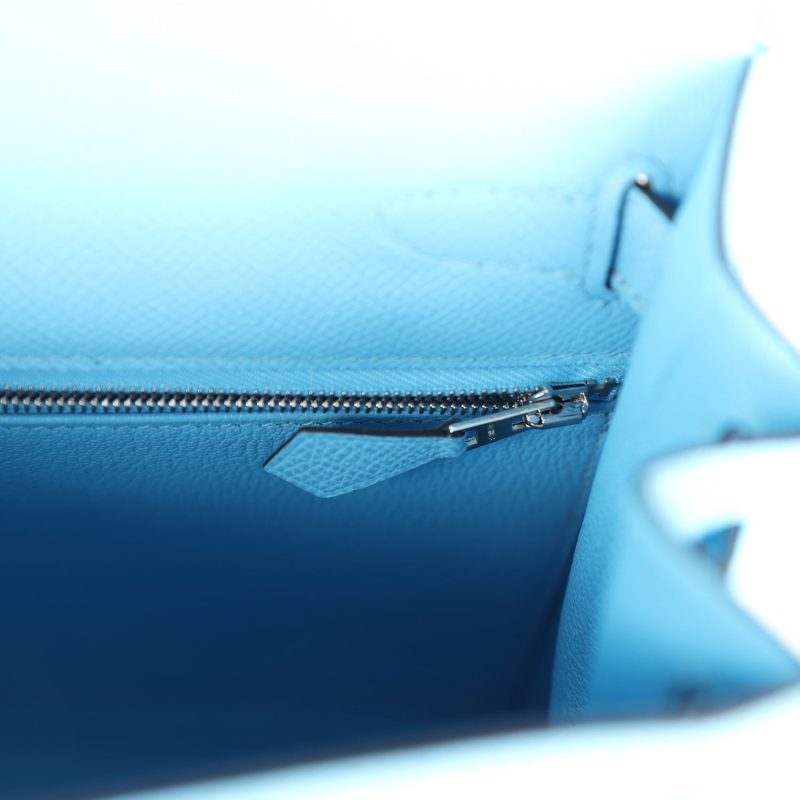 Hermes Kelly Sellier 28 Bleu Celeste Epsom Palladium Hardware - Image 2