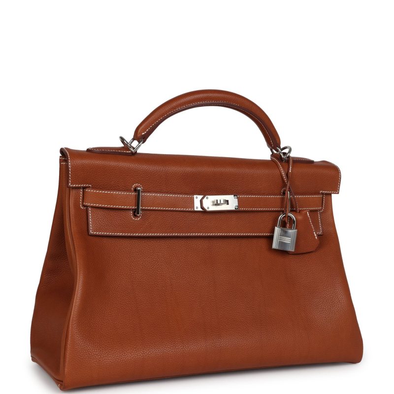 Hermes Kelly 42 Maxi Fauve Barenia Faubourg Palladium Hardware - Image 2