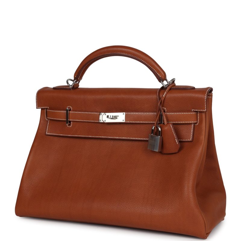 Hermes Kelly 42 Maxi Fauve Barenia Faubourg Palladium Hardware - Image 3