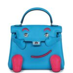 Hermes “Quelle Idolle” Kelly Doll Bleu Frida and Rose Extreme Swift Palladium Hardware