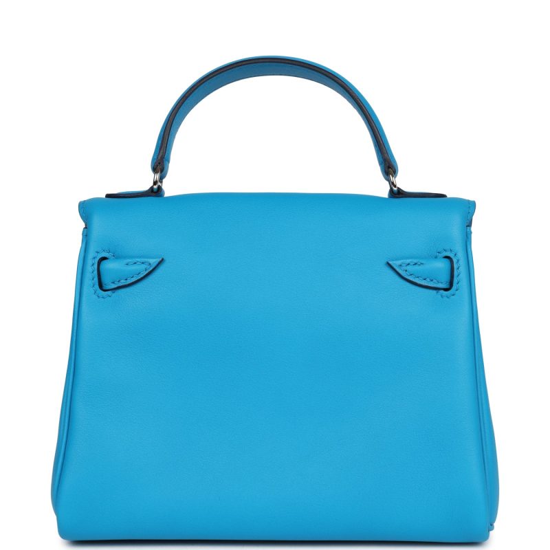 Hermes “Quelle Idolle” Kelly Doll Bleu Frida and Rose Extreme Swift Palladium Hardware - Image 4