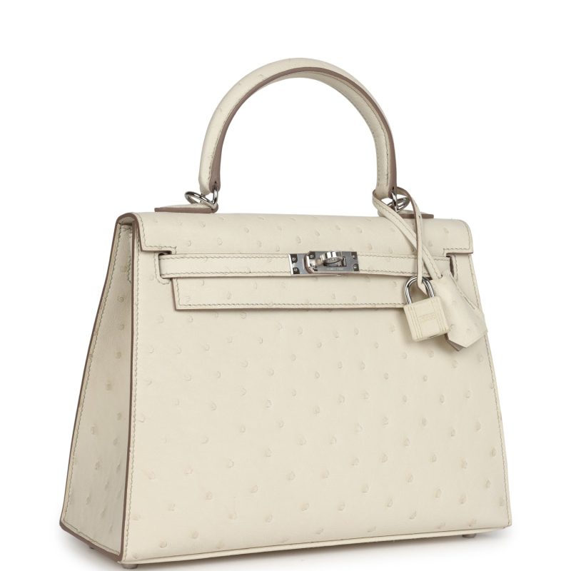 Hermes Kelly Sellier 25 Beton Ostrich Palladium Hardware - Image 2