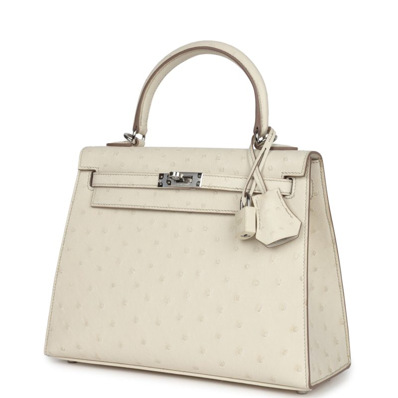 Hermes Kelly Sellier 25 Beton Ostrich Palladium Hardware - Image 3