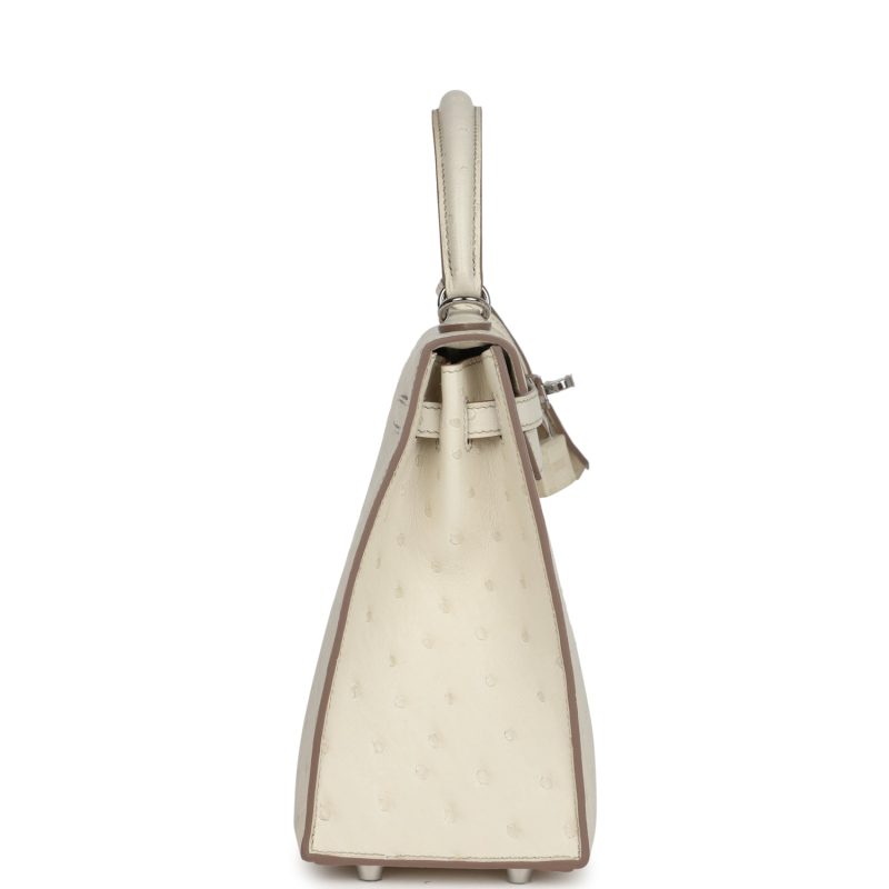 Hermes Kelly Sellier 25 Beton Ostrich Palladium Hardware - Image 4
