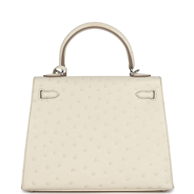 Hermes Kelly Sellier 25 Beton Ostrich Palladium Hardware - Image 5