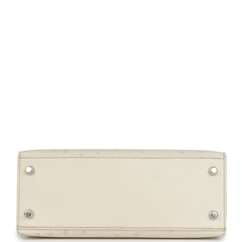 Hermes Kelly Sellier 25 Beton Ostrich Palladium Hardware - Image 6