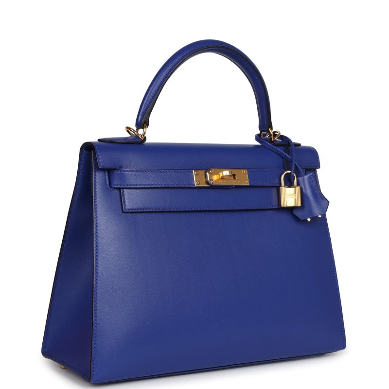 Hermes Kelly Sellier 28 Bleu Electric Tadelakt Gold Hardware - Image 2